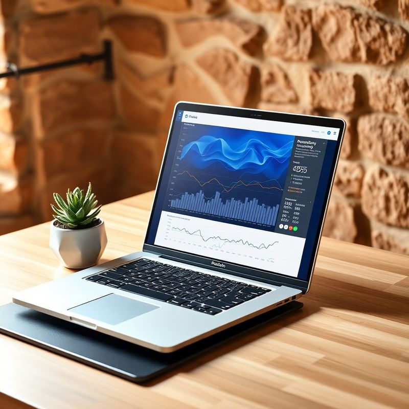 Minimalistički stol s laptopom i dashboardom